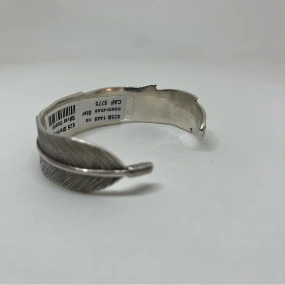 Sterling Silver 925 Feather cuff bracelet